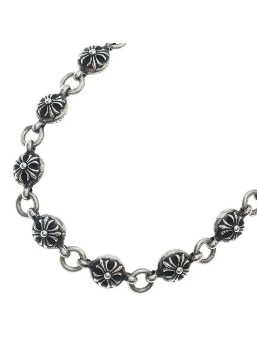 Chrome Hearts 2 Cross Ball Chain Silver Necklace